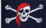 GAKA FAVOR Bandera Pirata, Bandera de Calavera 1 Piezas,Jolly Roger,para Fiesta Pirata, Regalo de Cumpleaños, Decoración de Halloween, 90 x 150 Cm