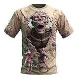 Camiseta de Halloween para hombre, 3D, camiseta ensangrentada, manga corta, divertida con diseño de calavera, transpirable, de secado rápido, camiseta deportiva para carnaval, cosplay y fiesta, O