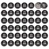 CHGCRAFT 40 botones redondos planos de calavera con forma de calavera, botones decorativos de aleación esmaltada para trajes, blusas, abrigos, uniformes, chaquetas, costura, manualidades, color negro