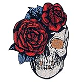 Parche termoadhesivo para la ropa, diseño de Calavera de rosa