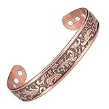 Pulseras magnéticas de cobre antiguo de 7.5 pulgadas para hombres, brazaletes anchos de cobre, regalo de San Valentín para él, brazalete de cobre ajustable