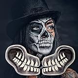 KOH 2 pares de tatuajes de calavera de Halloween I Carnaval I Calavera Maquillaje I Halloween Mujer Disfraces I tatuaje facial temporal