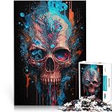 Regalos de Juegos desafiantes Pintura Abstracta de Calavera Puzzles de 1000 Piezas para Adolescentes 26x38cm Regalo de cumpleaños, Regalos para Mayores de 14 años