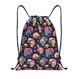 Mochilas de cordón con estampado tropical de calaveras coloridas, bolsas traseras con cordón, pequeñas bolsas de gimnasio para hombres y mujeres, deportes, natación, playa, viajes