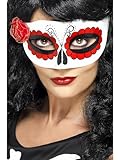 Smiffy's Smiffys Antifaz del Día de Muertos mexicano, con una rosa Halloween