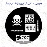 Vinilo Adhesivo Calavera Pegatina Sticker Distintivo Ambiental Coche VEHICULO TOXICO JDT para Pegar por Fuera