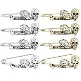 SUPERFINDINGS 8 piezas 2 colores cráneo imperdible gótico punk imperdible de seguridad de color antiguo broche de aleación alfileres esqueleto broche para ropa bufanda mochila