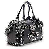 FiveloveTwo - Bolso de hombro para mujer, estilo gótico, con remache, bolsa de hombro, bolsa de piel sintética, bolsa negra, Negro, talla única, Gótico