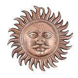 Craft Trade Escultura decorativa de pared – Estatua de ídolo solar hecha a mano Vastu para el hogar, amuleto de la suerte, decoración de pared para sala de estar, dormitorio – cobre – 10 pulgadas