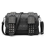 LUI SUI Bolso de Hombro con Remaches de Esqueleto Punk Femenino Bolso de Cuero PU Billetera