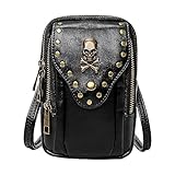 Zankie mano estilo punk Revit - Monederos con calaveras para mujer - Cráneo Esqueleto Negro PU Bolsa Bandolera Bandolera Gimnasio Ciclismo Viajes Senderismo Mochila para Hombres Mujeres
