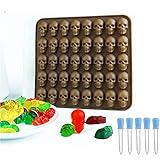 Joyeee Moldes de silicona para Halloween, calavera de 40 cavidades con 5 goteros, moldes para dulces de chocolate para galletas de resina, fondant, gelatina, colores aleatorios
