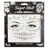 Moon Terror Joyas para la cara | Calavera de Azúcar | Gemas del cuerpo de la cara del festival, maquillaje SFX, pegatinas de brillo de ojos de maquillaje de cristal Multicolor L