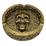 Puckator Cenicero - Calavera - Efecto Metálico - Oro Cepillado