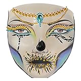 eBoutik - Joyas corporales temporales para el Día de los Muertos, Halloween, calaveras de azúcar, brillantes y glamurosas, calcomanías de maquillaje para fiestas y festivales del Día de los Muertos