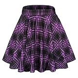 Mujeres Base Casual Cintura Elástica Bocina Mini Falda Elegante Línea A Tira hacia Arriba Patinaje Falda(M, 16)