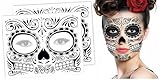 2 máscaras de Día de los Muertos de México en negro, fáciles de aplicar y quitar, aplicación de 1 día para Halloween, carnaval o fiesta de disfraces (negro)