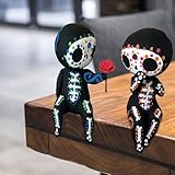 Figura de calavera de azúcar para pareja, decoración pintada a mano del día de los muertos, estatua de altar mexicana del día de muertos, decoración gótica romántica, exhibición de computadora con