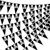 SKHAOVS Bandera Pirata banderas de calavera Banderines Triangulares Bunting Banner, Fiesta pirata, cosplay pirata, Regalo de Cumpleaños, Decoración de Halloween, Jardín Marca Decoraciones (Negro)