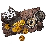 Brújula Pirata Bolsa de Tesoro Mapa del Tesoro Monedas de Oro Bolsa de capitán Calavera Niños para Fiesta de Disfraces de Pirata