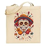 FRIKI FACTORIA Bolsa de tela Tote bag Calavera – Día de muertos guitarras colores