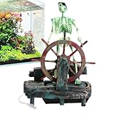 Decoración de Esqueleto para pecera, Adornos de capitán de Calavera de Acuario de Halloween, decoración de Acuario, Adorno de capitán de Esqueleto impulsado por Aire para Manualidades