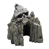 OMEM Decoraciones de reptiles para terrario, resina, calavera, roca, adorno de hábitat, decoración de paisajismo, acuario, escondite de peceras