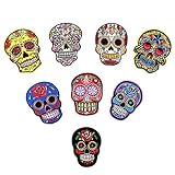 8PZ Parches Stickers para Ropa Parche Termoadhesivo Calavera Rock Punk Parches Apliques Bordados para Ropa, DIY Coser o Planchar Parches Decorativos para Ropa Camiseta Jeans Sombrero Pantalon Bolsas