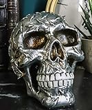 Ebros - Figura Decorativa de Calavera de cráneo con Acabado metálico de Diamante DE 4,5' DE Resina, diseño de Calavera