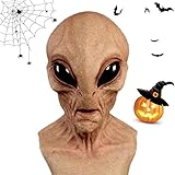 Máscara realista de 2025 de cabeza de alienígena, calavera de Halloween, de esqueleto de látex para hombres y mujeres para fiesta de disfraces (A)
