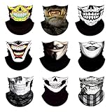 UBERMing 9 Piezas Pañuelos Cabeza Elasticos Pasamontañas de Calavera, Bandana Multifunción Bufanda Tubular Hombre Mujer para Esquí Ciclismo Correr y Halloween