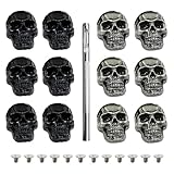 XFSRG Remaches para Cuero 12 Piezas Tachuelas Calaveras Metálicas Tornillo Remaches de Doble Tapa Tachuelas para Ropa Bolsos Chaquetas Decoración Punk Rock