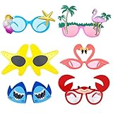 Hileyu 6 Pares Gafas de Sol de Fiesta Gafas de Novedad Gafas Divertidas Divertidas Gafas Hawaianas Accesorios de Fiesta para Adultos y Niños de Verano Gafas de Sol Tropicales Decoración de Playa