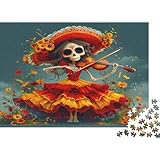 Calavera Mexicana Puzzle De 1000 Piezas para Adultos Dia de los Muertos Regalos para Amantes O Amigos De Primera Calidad Y Rompecabezas Decoración del Hogar Multicolor Diversión 1000pcs (75x50cm)