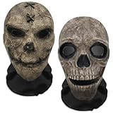 KUMSODE 2 piezas Máscara de calavera de Halloween, Máscara de esqueleto de poliéster para hombre, Máscaras de terror aterradoras, para carnaval, Halloween, cosplays, festivales y fiestas de carnaval