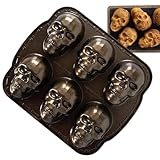 Utensilios para hornear de calavera de Halloween, molde de aluminio para hornear, molde de calavera embrujada, molde para hornear calavera, bandeja de metal 3D antiadherente realista para hornear