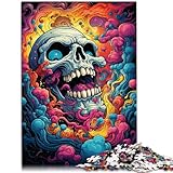 Puzzle para adultos, 1000 piezas, extraña calavera colorida, decoración del hogar, juguete rompecabezas, 26 x 38 cm, alivio del estrés, desafío difícil