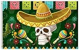 Bandera Jardín Calavera De Esqueleto Con Sombrero Y Flores Para El Día De Los Muertos En México Banderas Del Patio Garden Banderas Halloween Para Patio Al Aire Libre Césped 90X150 Cm