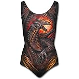 Dragon Furnace, traje de baño de dragón gótico fantasía metal con tazas llenas negro - S - espiral