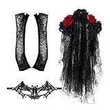 Zunetsutock Vestido De Día De Muertos Para Mujer - Vestido Ceremonial Con Accesorios Y Maquillaje Decorativo | Disfraz De Calavera Mexicana Para Halloween, Desfiles, Eventos De Cosplay, Fiestas