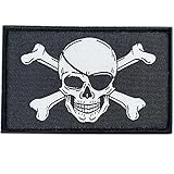 Bandera Pirata con Parche en el ojo. Emblema moral con calavera Táctica Militar. Equipo Corsarios - 80 x50 mm