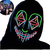 Máscara de Halloween LED con Diseño de Calavera,Purga Grimace Mask, Horror Máscara de Halloween Decorativo para Fiestas para Adultos y Niños