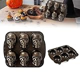 Genérico Molde para Hornear con Forma De Calavera Halloween, 6 Cavidades Molde Hornear con Forma De Calavera En 3D para Pizza, Magdalenas, Tartas, Caramelos, Gominolas, Chocolate, Jabón