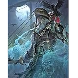 DCIDBEI Square Diamond Painting Skull 40x50 cm Pintura de Barco Pirata en el Mar Punto de Cruz Diamante Calaveras Puzzle 5D Calaveras Peinture Par Numéros Cuadro por Diamantes Calavera Adultos