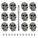 XFSRG Remaches para Cuero 12 Piezas Tachuelas Calaveras Metálicas Tornillo Remaches de Doble Tapa Tachuelas para Ropa Bolsos Chaquetas Decoración Punk Rock
