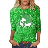 Generisch Camisas y blusas para mujer, camisas de manga 3/4, suéter informal, ropa de calavera, ropa para mujer, verde, XXL
