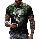 Camiseta con Estampado gráfico de Calavera para Hombre, Divertidas Camisetas de Manga Corta, Camisas Casuales de Moda de Verano
