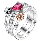 OIDEA Anillos Mujer Plata con Calavera Corazón Circonita, Creativo Personalizar Anillos De Dedo, Talla 52-62, 14, Cobre, Zircón