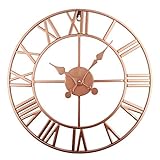 Timelike Reloj De Pared con Números Romanos Gigantes,Reloj De Pared Decorativo Retro De Gran Tamaño -Silencioso 40CM (Cobre)