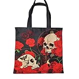 PUCKATOR Bolsa Shopper con cremallera - Calaveras y rosas, Diseño, Contemporáneo